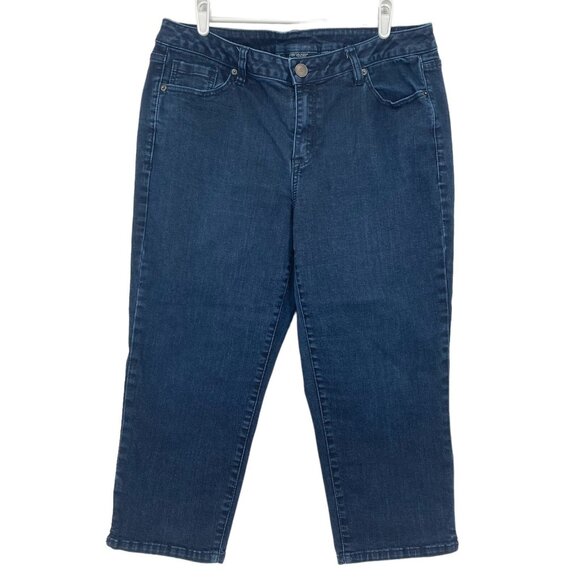 Venezia Women's Denim Cropped Jeans Size 14 Mid Rise Straight Leg Stretch Blue - Picture 1 of 9